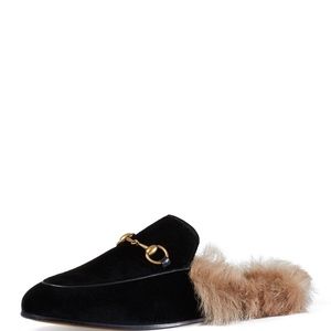 Gucci Princetown Velvet Fur-Lined Mule SIZE 9.5-11